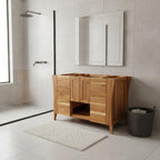 48" Light Brown Solid Wood Freestanding Double Door Bathroom Vanity And Six Drawers