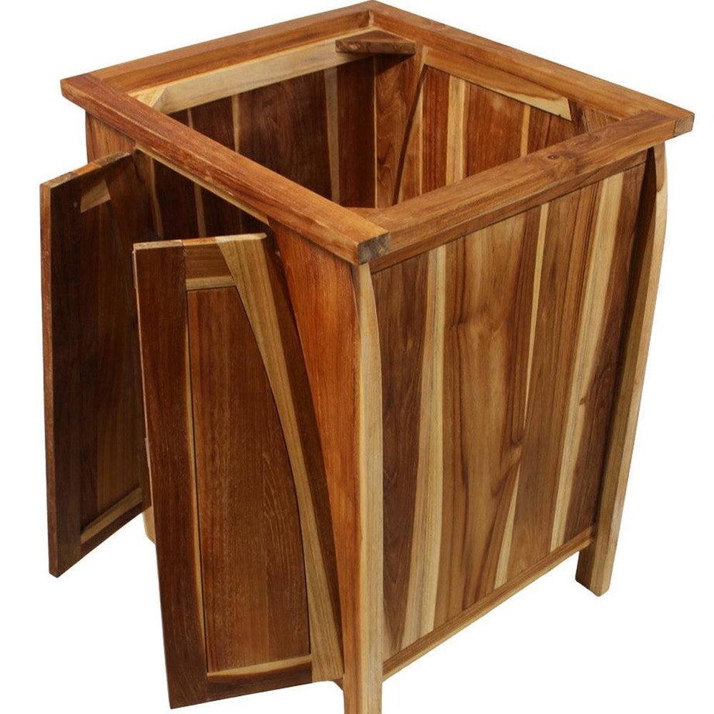 24" Light Brown Solid Wood Freestanding Double Door Bathroom Vanity