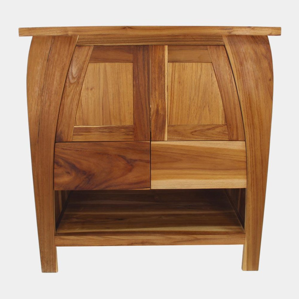 30" Light Brown Solid Wood Freestanding Double Door Bathroom Vanity