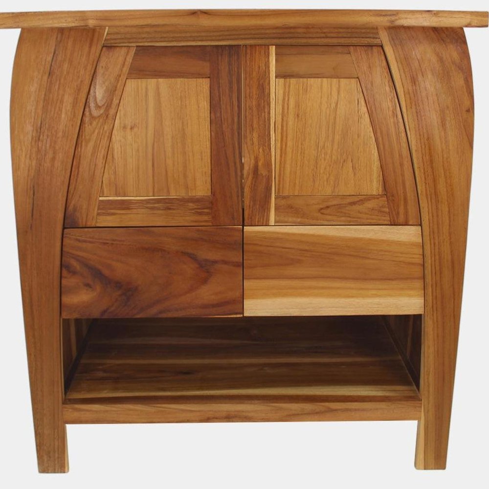 30" Light Brown Solid Wood Freestanding Double Door Bathroom Vanity
