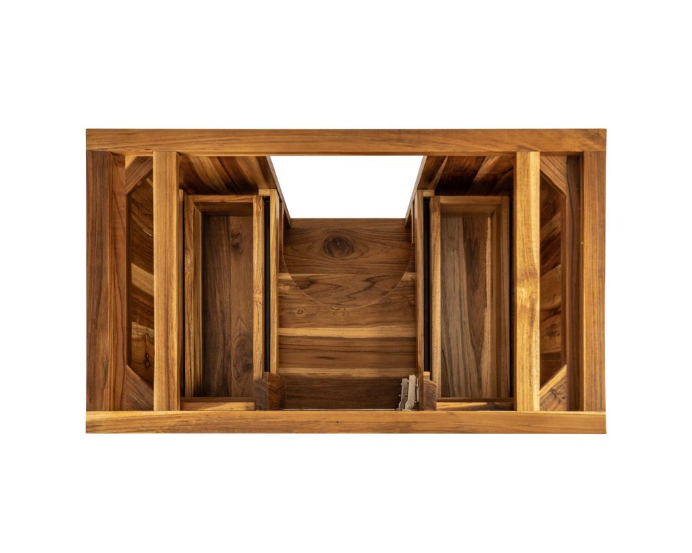 36" Light Brown Solid Wood Freestanding Single Door Bathroom Vanity And Three Drawers