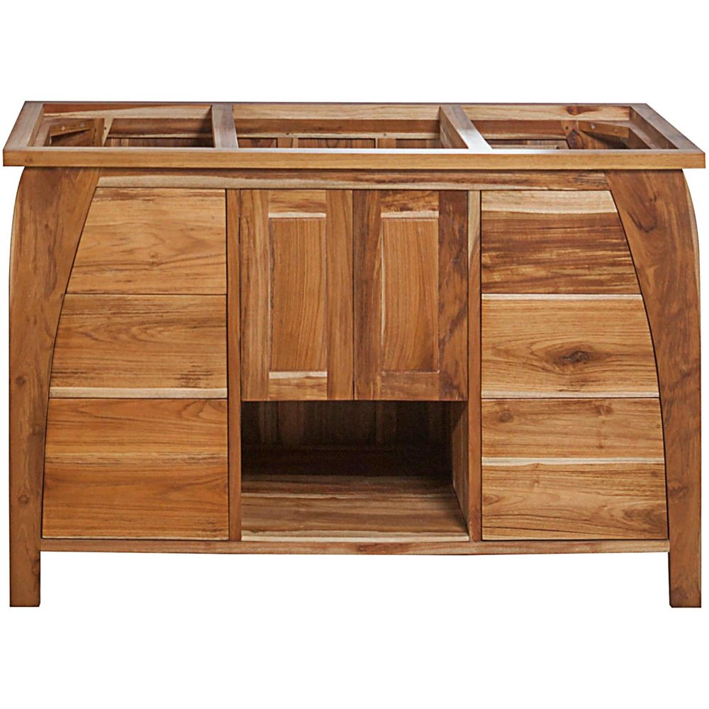 48" Light Brown Solid Wood Freestanding Double Door Bathroom Vanity And Six Drawers