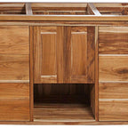 48" Light Brown Solid Wood Freestanding Double Door Bathroom Vanity And Six Drawers