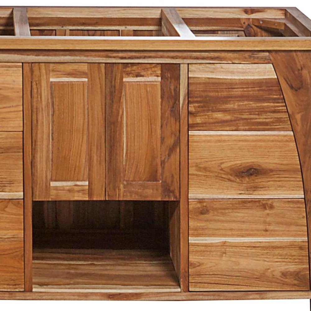 48" Light Brown Solid Wood Freestanding Double Door Bathroom Vanity And Six Drawers