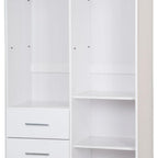 72" White Solid Wood Two Door Three Drawer Combo Dresser