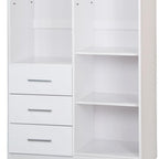 72" White Solid Wood Two Door Three Drawer Combo Dresser