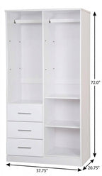 72" White Solid Wood Two Door Three Drawer Combo Dresser