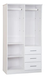 72" White Solid Wood Two Door Three Drawer Combo Dresser