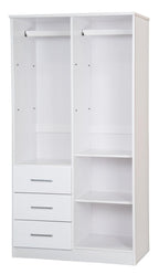 72" White Solid Wood Two Door Three Drawer Combo Dresser