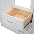 72" White Solid Wood Two Door Three Drawer Combo Dresser