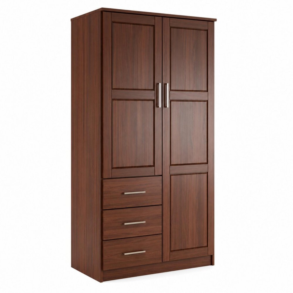 72" Coffee Solid Wood Two Door Three Drawer Combo Dresser