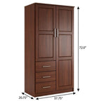 72" Coffee Solid Wood Two Door Three Drawer Combo Dresser