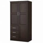 72" White Solid Wood Two Door Three Drawer Combo Dresser