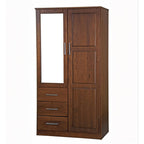 72" Coffee Solid Wood Mirrored Two Door Three Drawer Combo Dresser