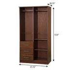 72" Coffee Solid Wood Mirrored Two Door Three Drawer Combo Dresser