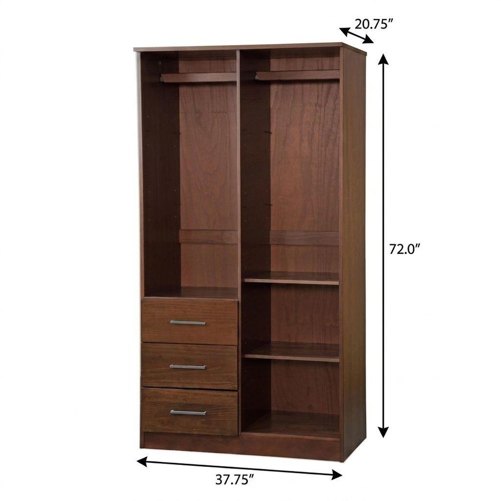 72" Coffee Solid Wood Mirrored Two Door Three Drawer Combo Dresser