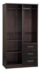 72" Dark Brown Solid Wood Mirrored Two Door Three Drawer Combo Dresser