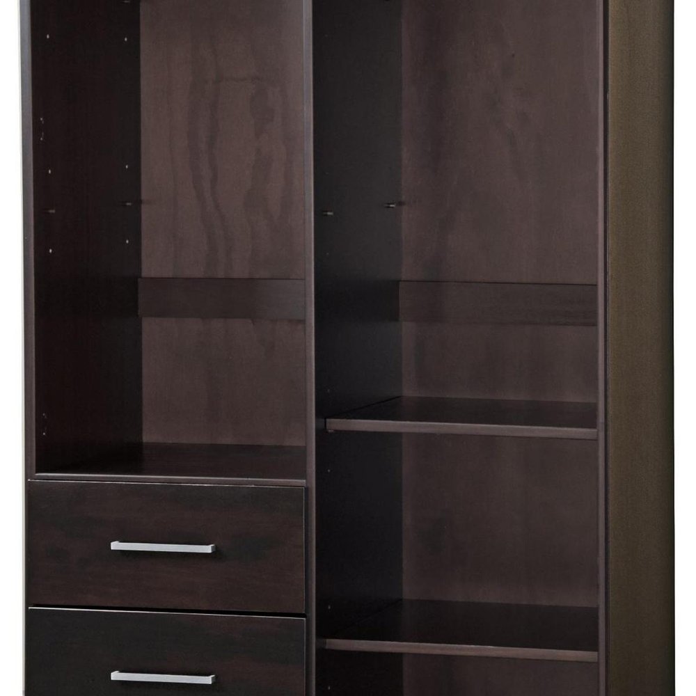 72" Dark Brown Solid Wood Mirrored Two Door Three Drawer Combo Dresser