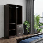 72" Dark Brown Solid Wood Mirrored Two Door Three Drawer Combo Dresser