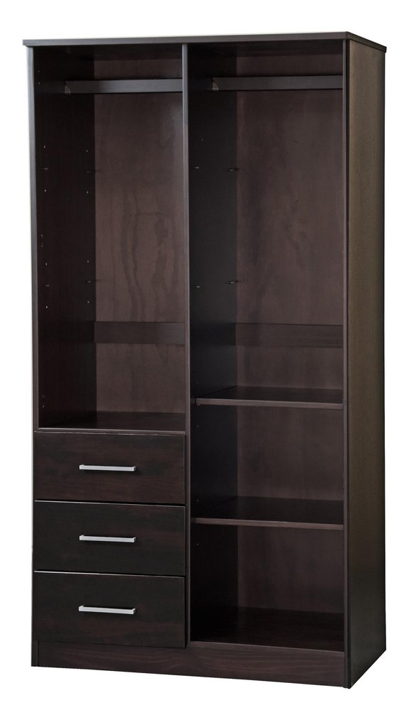 72" Dark Brown Solid Wood Mirrored Two Door Three Drawer Combo Dresser