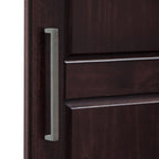 72" Dark Brown Solid Wood Mirrored Two Door Three Drawer Combo Dresser