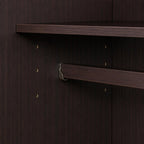 72" Dark Brown Solid Wood Mirrored Two Door Three Drawer Combo Dresser