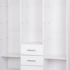 72" Gray Solid Wood Three Door Three Drawer Combo Dresser