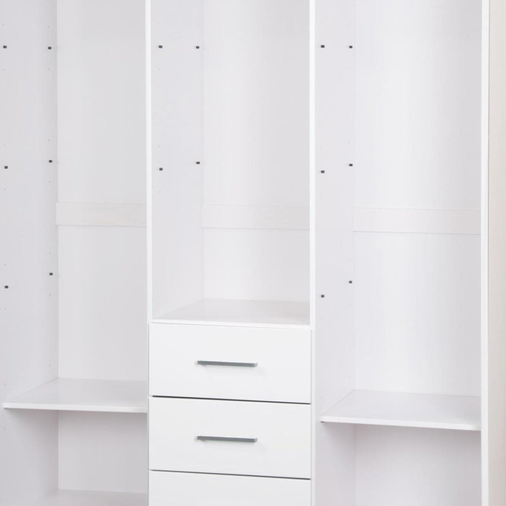 72" Gray Solid Wood Three Door Three Drawer Combo Dresser