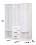 72" Gray Solid Wood Three Door Three Drawer Combo Dresser