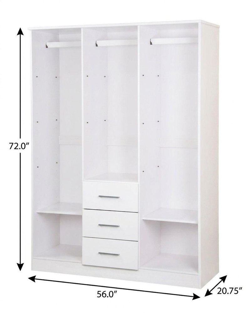 72" Gray Solid Wood Three Door Three Drawer Combo Dresser