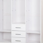 72" Gray Solid Wood Three Door Three Drawer Combo Dresser
