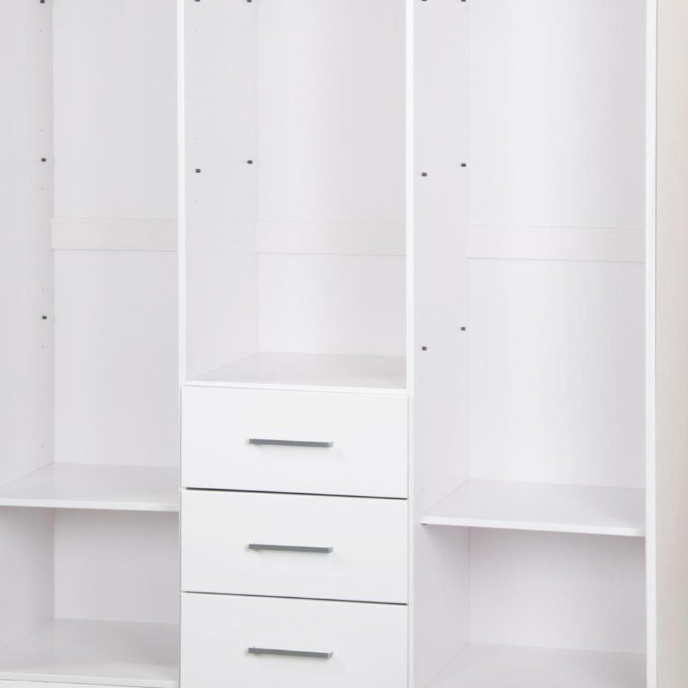 72" Gray Solid Wood Three Door Three Drawer Combo Dresser