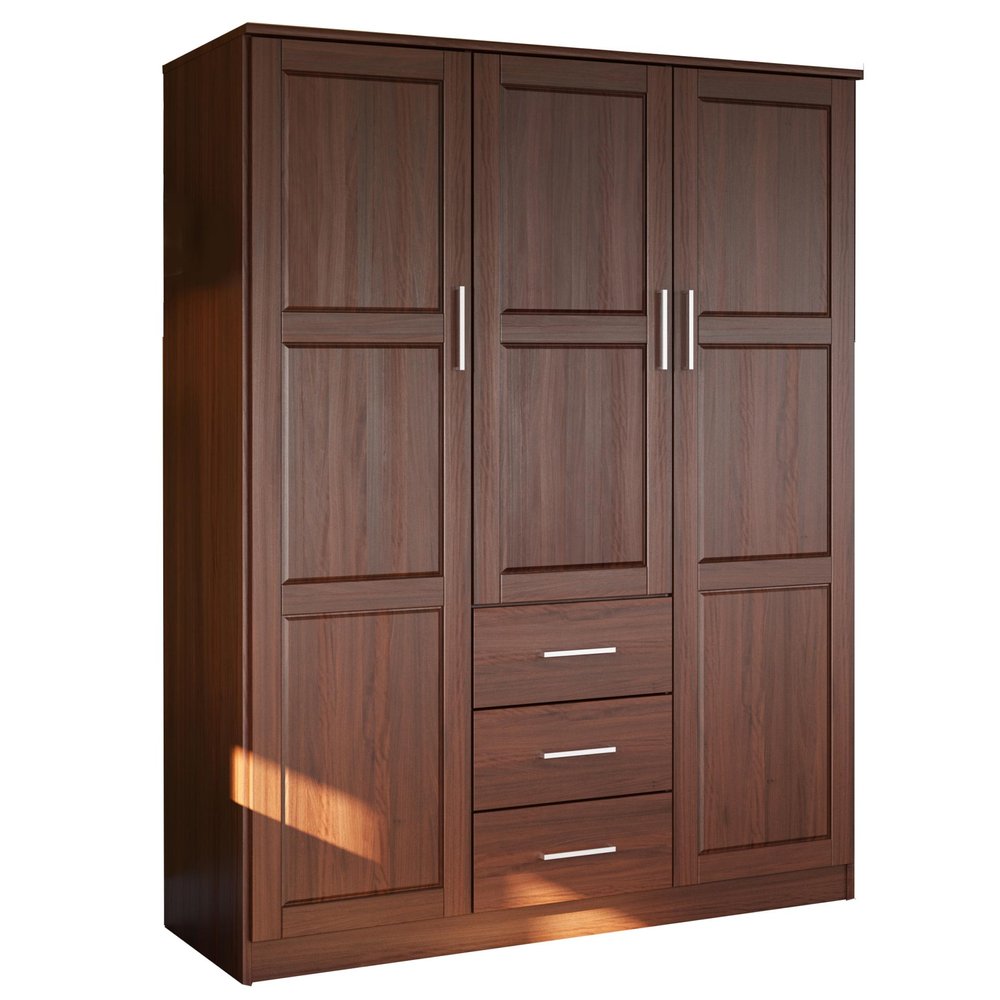 72" Coffee Solid Wood Three Door Three Drawer Combo Dresser