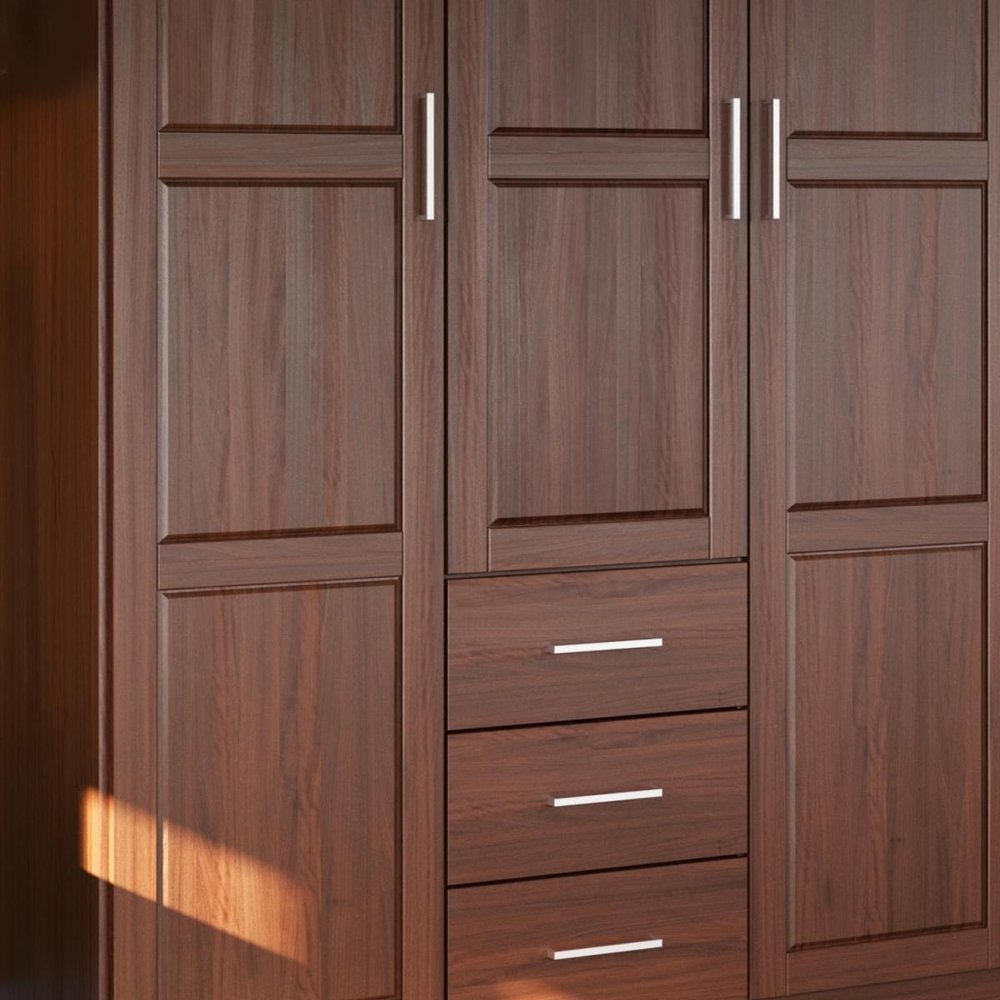 72" Coffee Solid Wood Three Door Three Drawer Combo Dresser