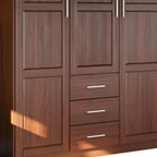 72" Coffee Solid Wood Three Door Three Drawer Combo Dresser