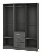 72" Gray Solid Wood Three Door Three Drawer Combo Dresser