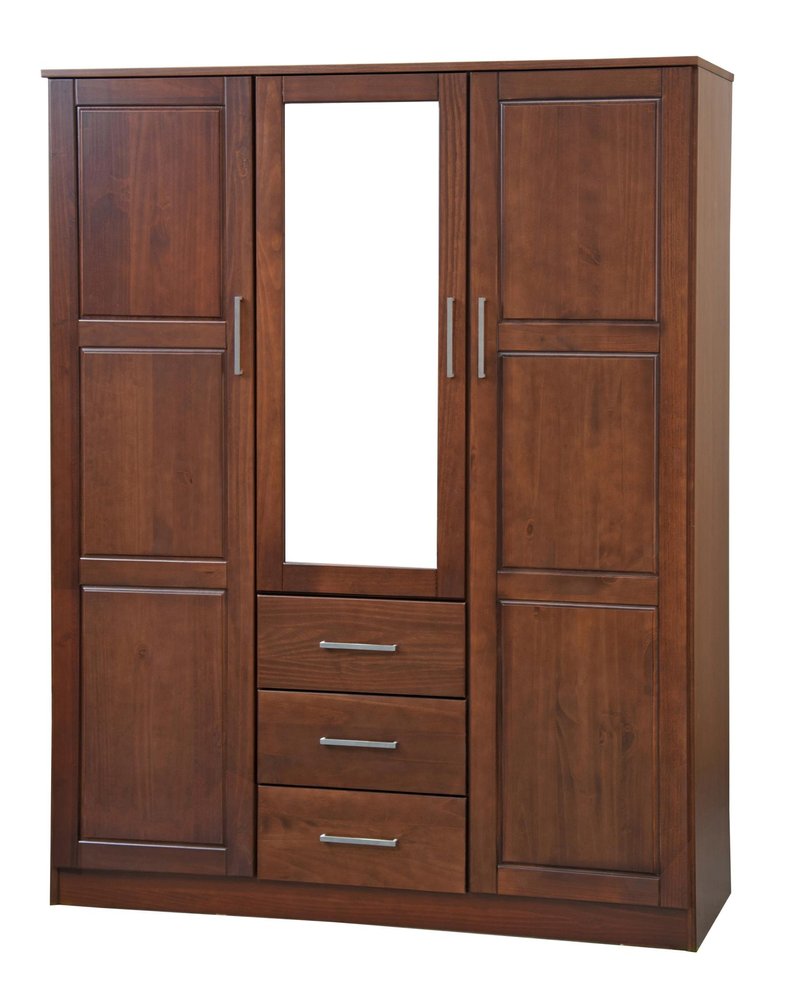 72" Coffee Solid Wood Mirrored Three Door Three Drawer Combo Dresser