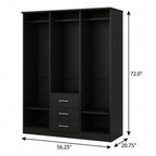 72" White Solid Wood Mirrored Three Door Three Drawer Combo Dresser
