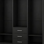 72" White Solid Wood Mirrored Three Door Three Drawer Combo Dresser