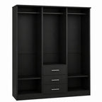 72" White Solid Wood Mirrored Three Door Three Drawer Combo Dresser