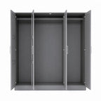 72" Gray Solid Wood Mirrored Four Door Combo Dresser