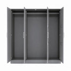 72" Gray Solid Wood Mirrored Four Door Combo Dresser