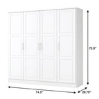 72" Gray Solid Wood Mirrored Four Door Combo Dresser