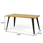 63" Walnut And Black Wood And Iron Dining Table