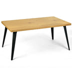 63" Walnut And Black Wood And Iron Dining Table