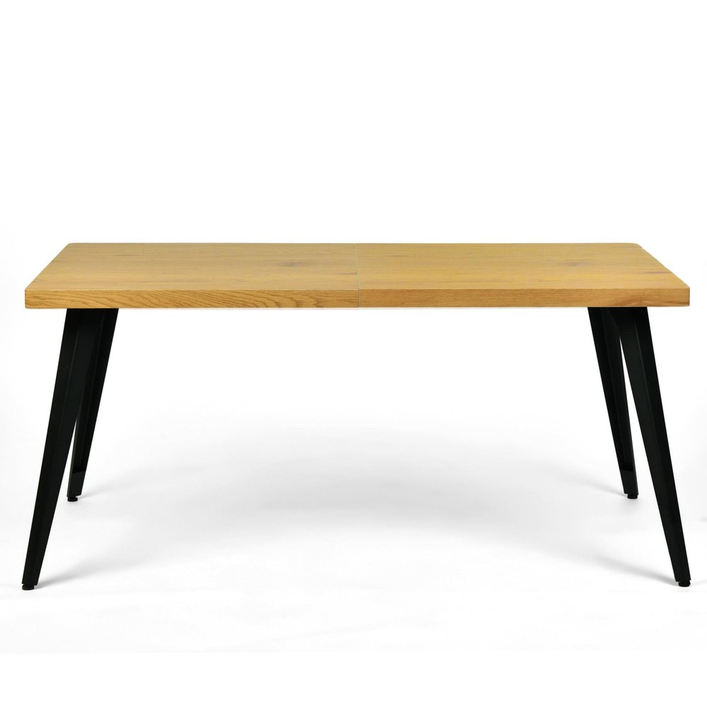 63" Walnut And Black Wood And Iron Dining Table