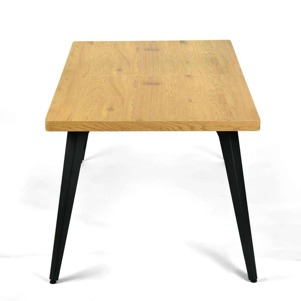 63" Walnut And Black Wood And Iron Dining Table