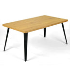 63" Walnut And Black Wood And Iron Dining Table