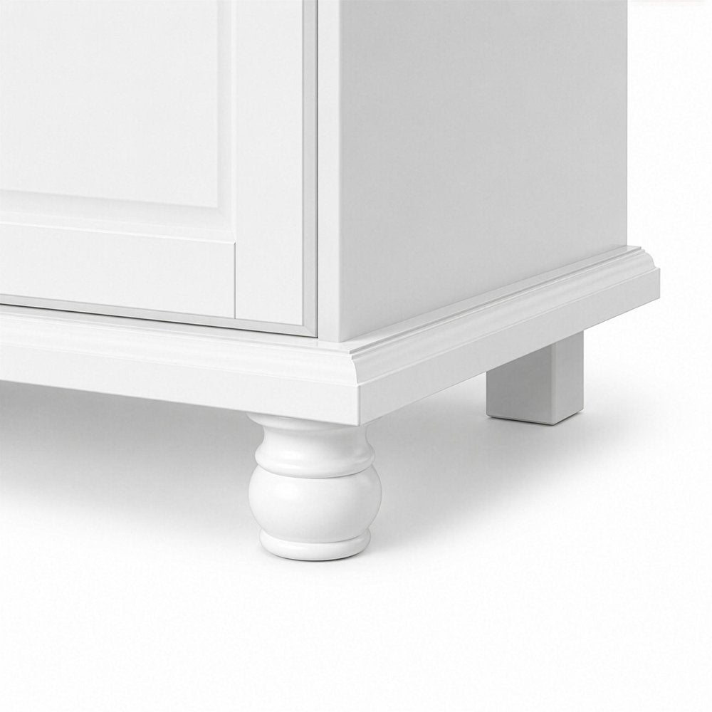74" White Solid Wood Three Door Combo Dresser