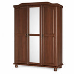74" Coffee Solid Wood Mirrored Three Door Combo Dresser